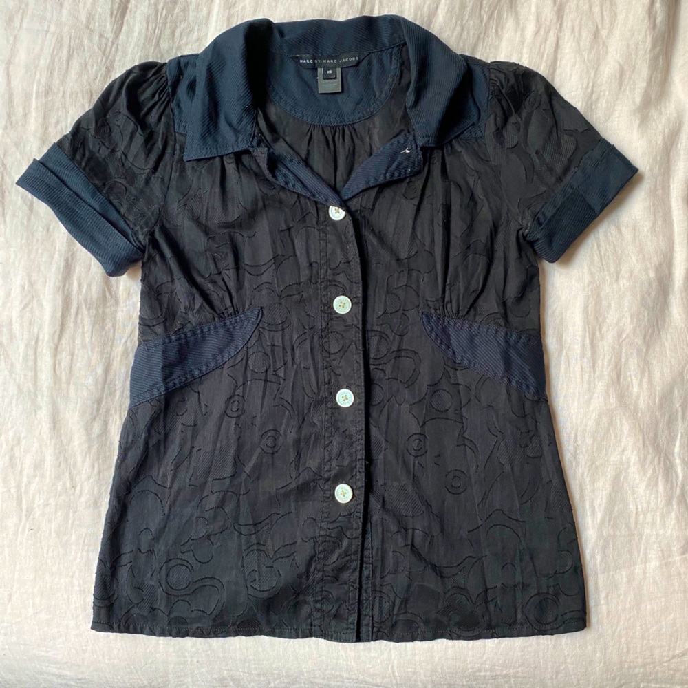 Marc Jacobs Black Short Sleeve Button Down - XS